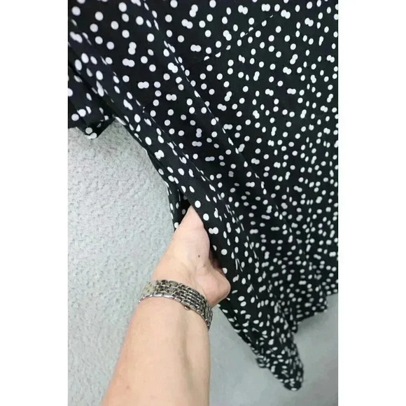 Zara Basic Dress Womens Large Black White Polka Dot Flutter Short Sleeve Viscose - Picture 7 of 7